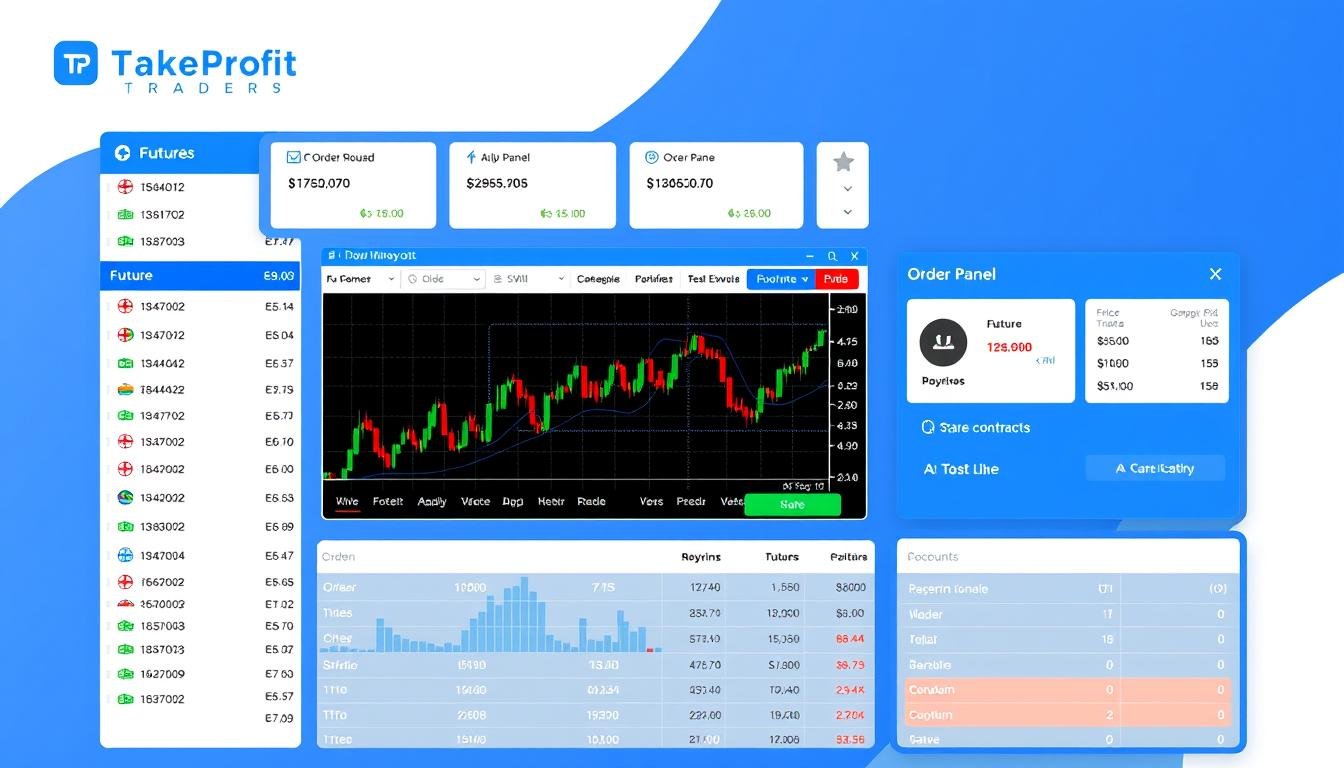 TakeProfitTrader review 2025 platform dashboard showing futures trading interface