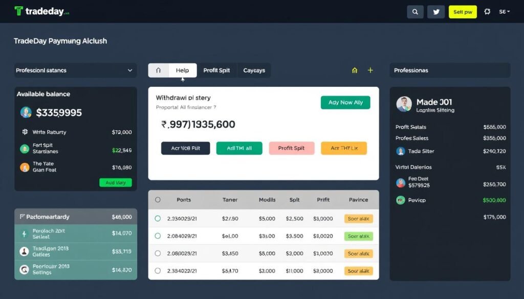 TradeDay prop firm payout dashboard showing withdrawal history